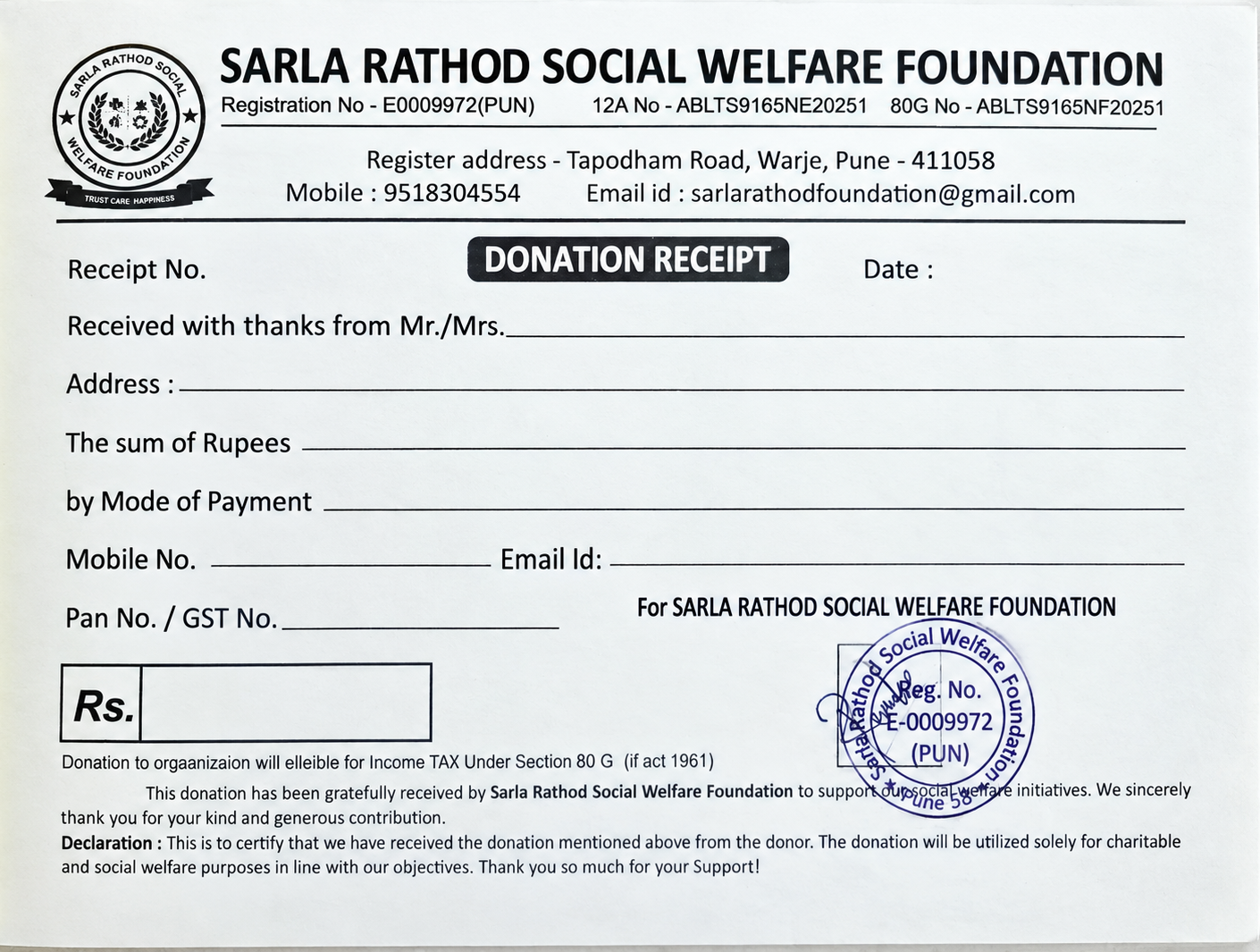 Donation Receipt Template