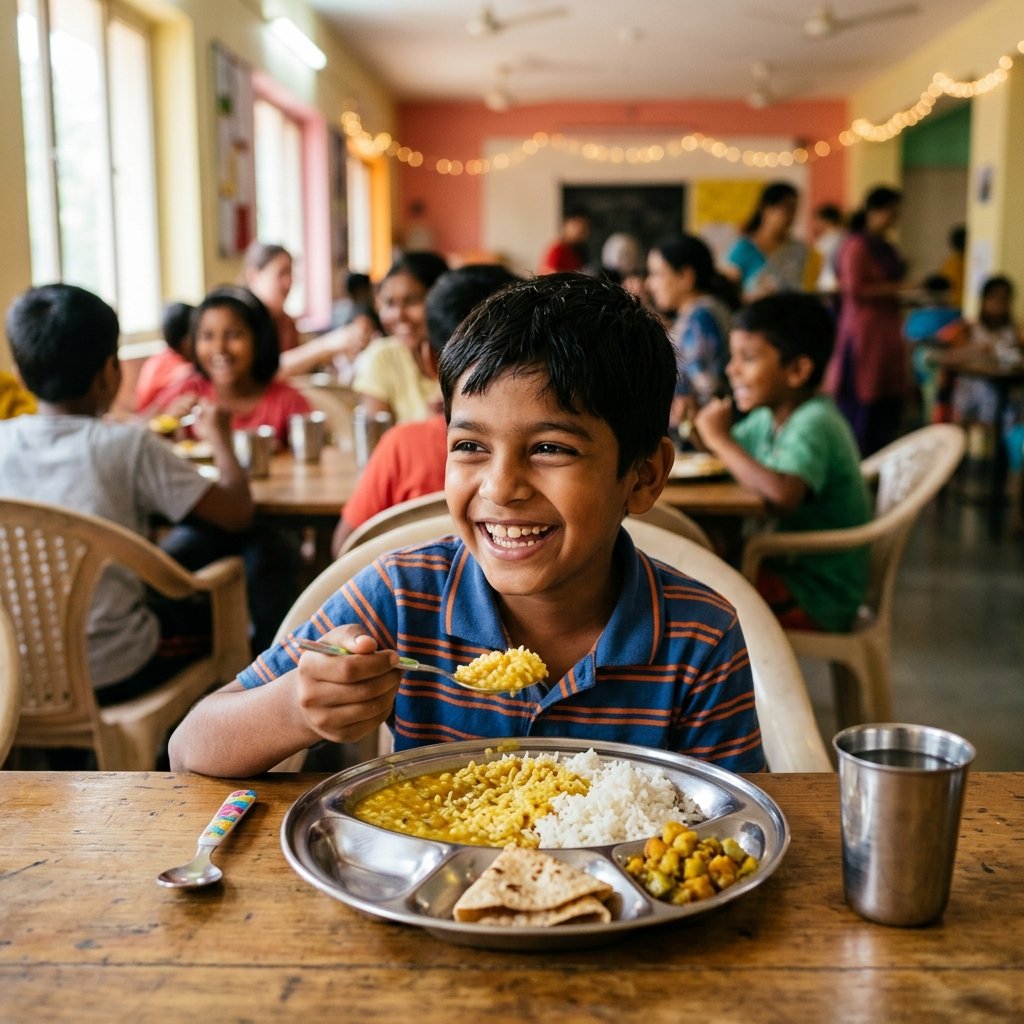 Aarav eating food